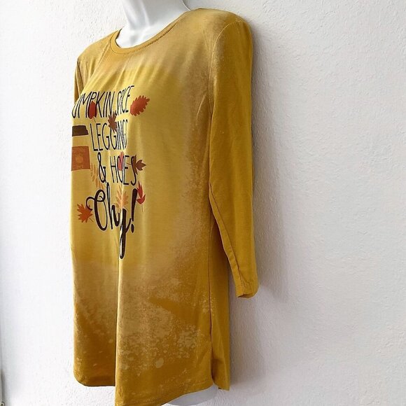 PUMPKIN SPICE OMBRE BLEACHED T-SHIRT TOP LIGHTWEIGHT - Picture 2 of 12